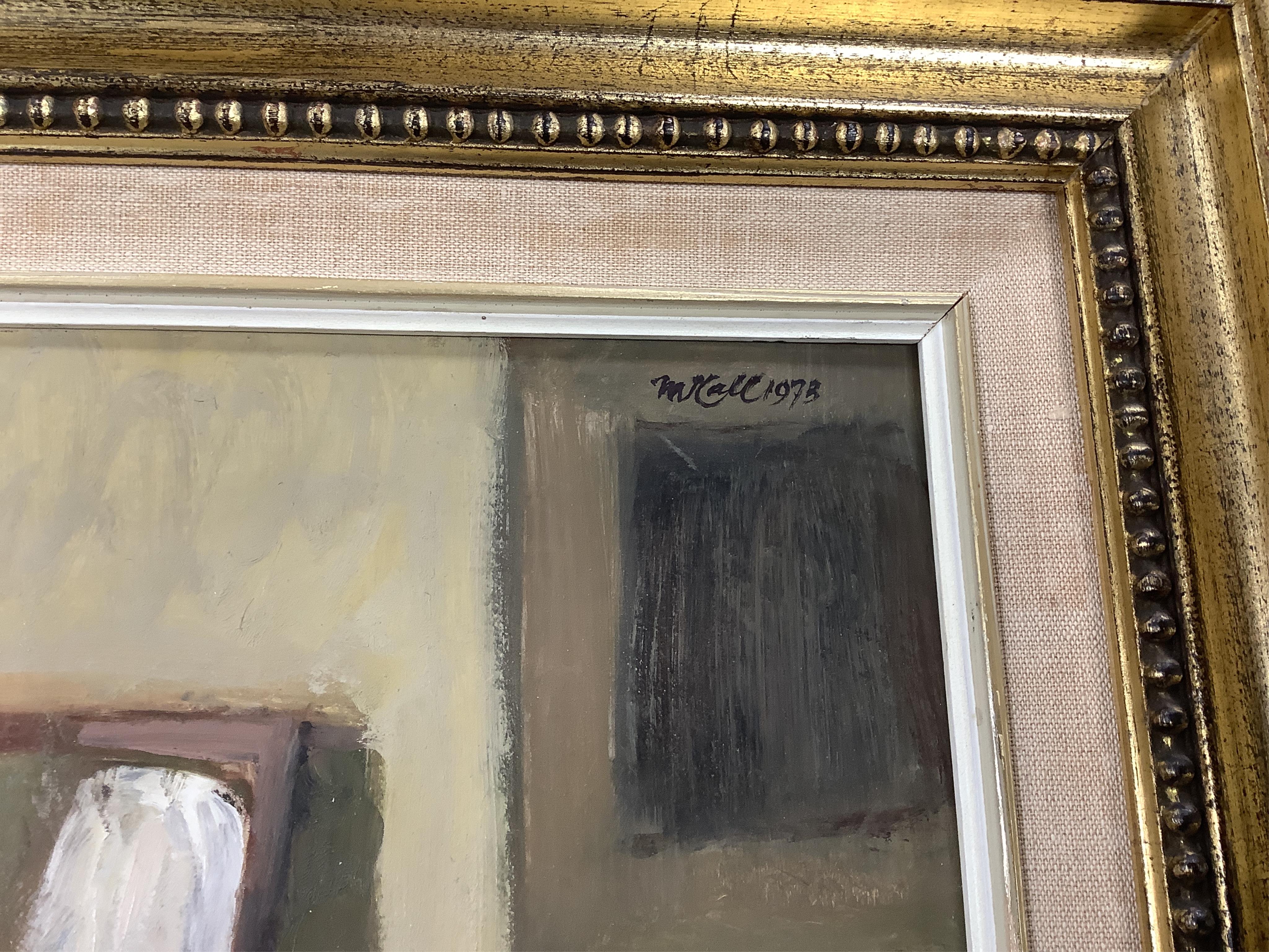 Charles McCall (Scottish, 1907-1989), 'The open drawer', signed and dated 1973, Christie's, St. James, London, September 1995 label and details verso, oil on board, 49 x 38cm